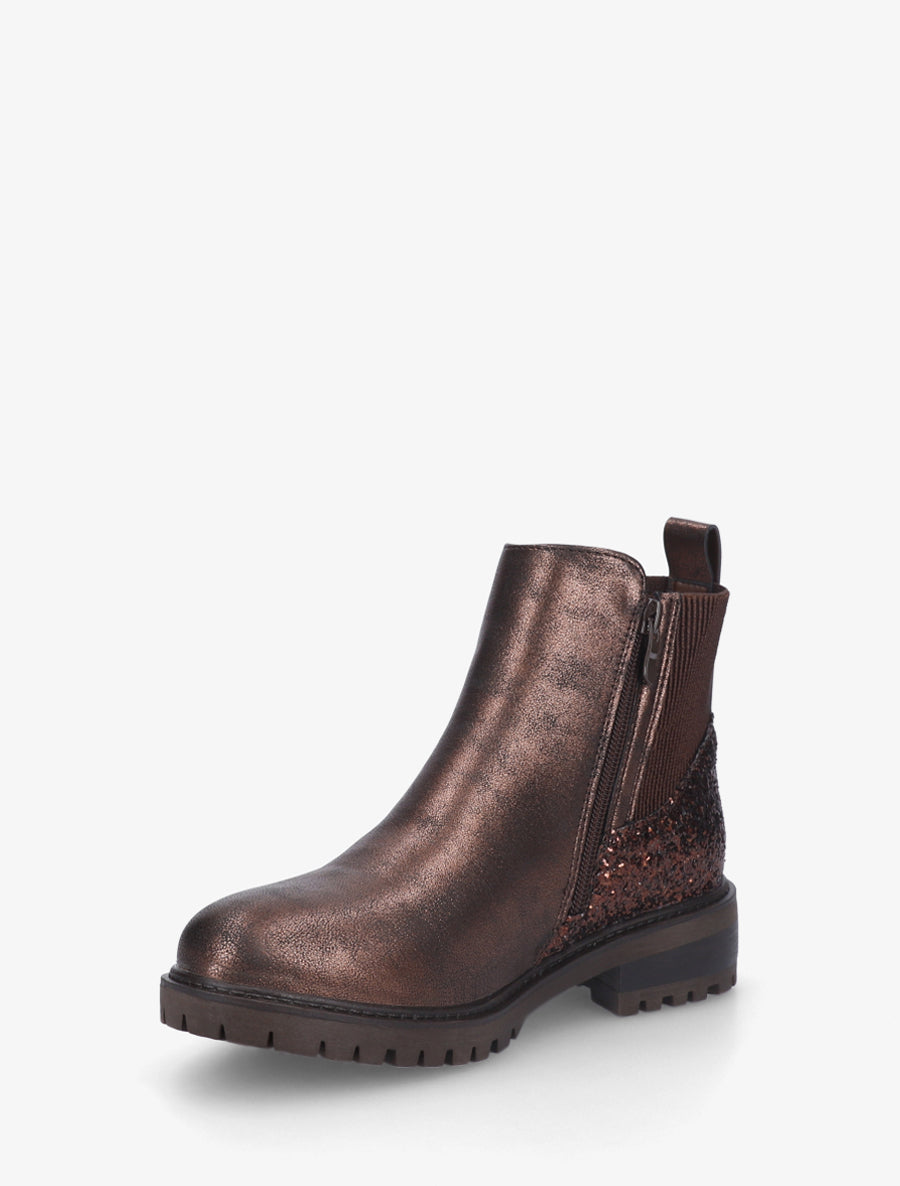 Bottines élastiquées à contrefort pailleté - Bronze - 3