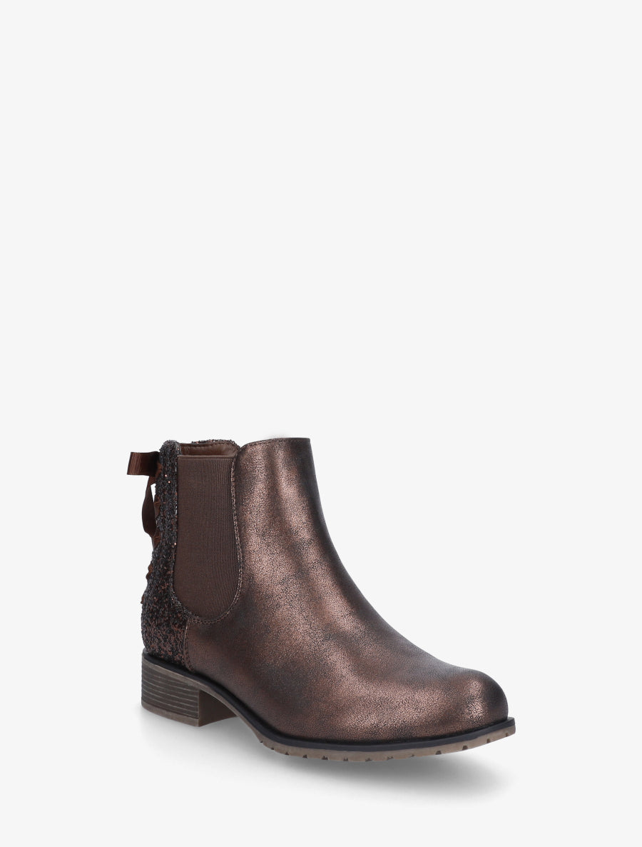 Bottines irisées à ruban style lacet - Marron - 2