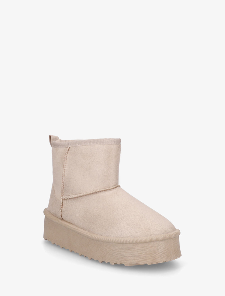 Boots fourrées en suédine - Beige - 2