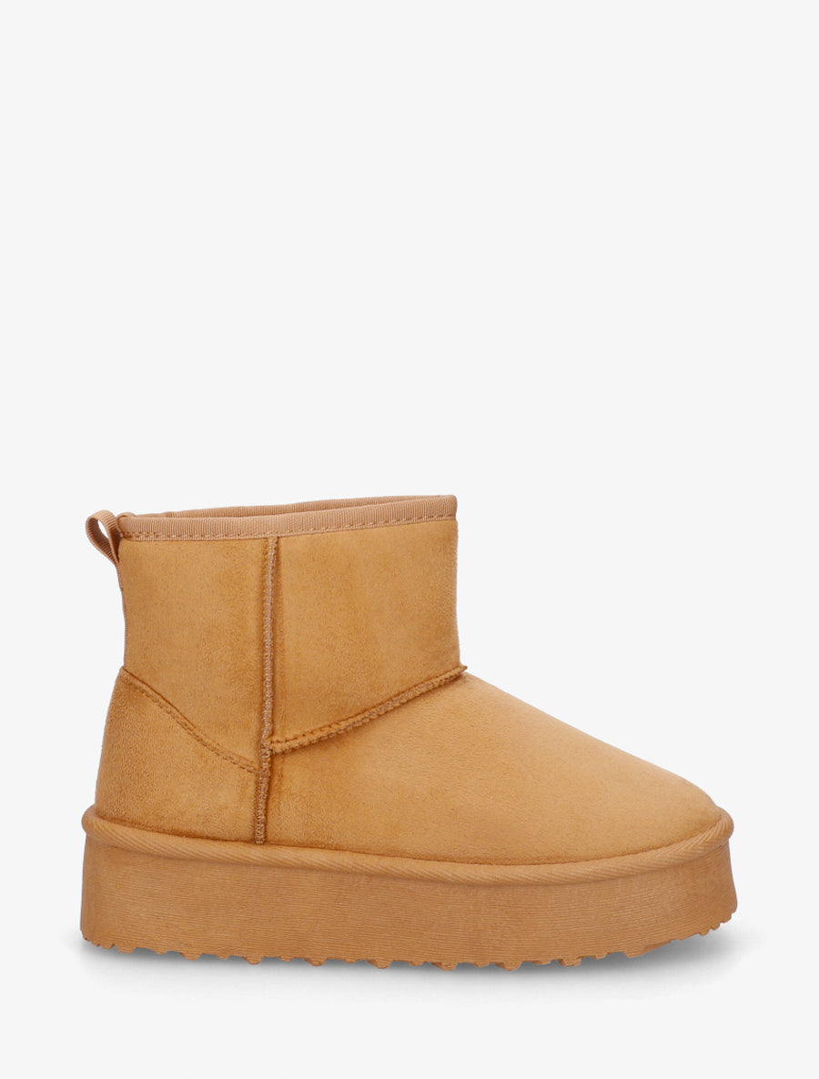 Boots fourrées en suédine - Camel - 1