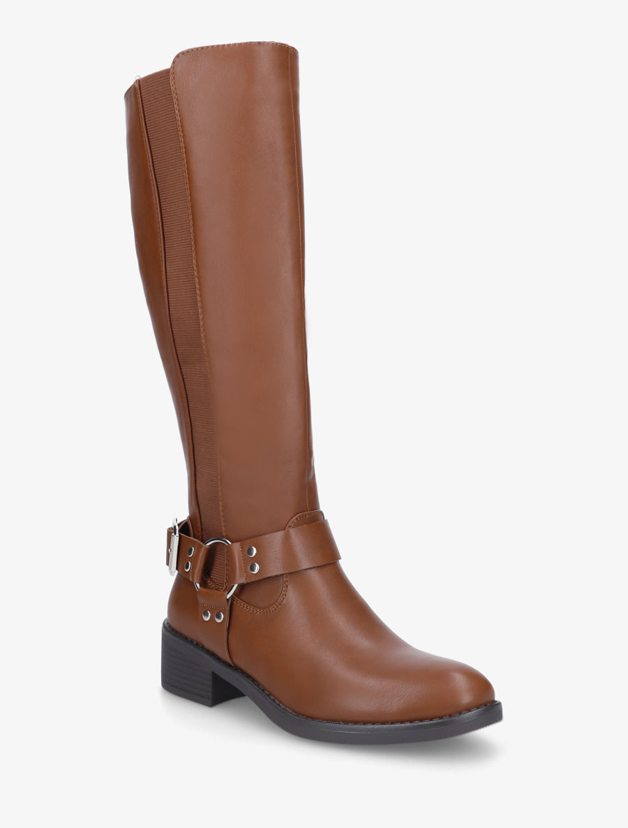 Botas estilo ecuestre con hebilla - Camello