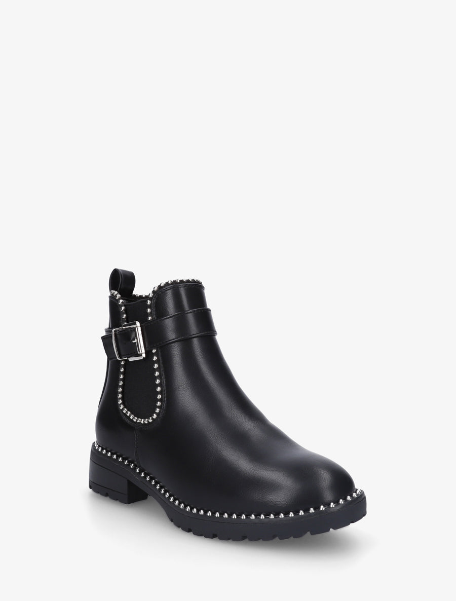 Bottines élastiquées et cloutées en simili - Noir - 2