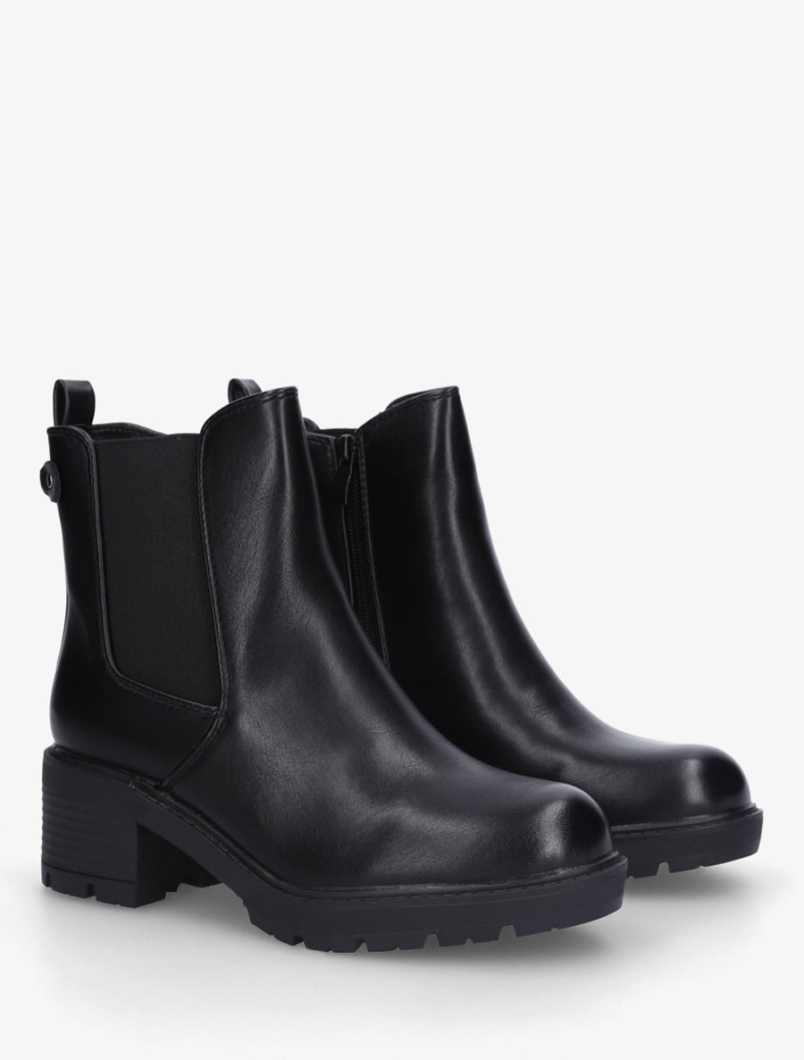 Bottines élastiquées en simili - Noir - 4