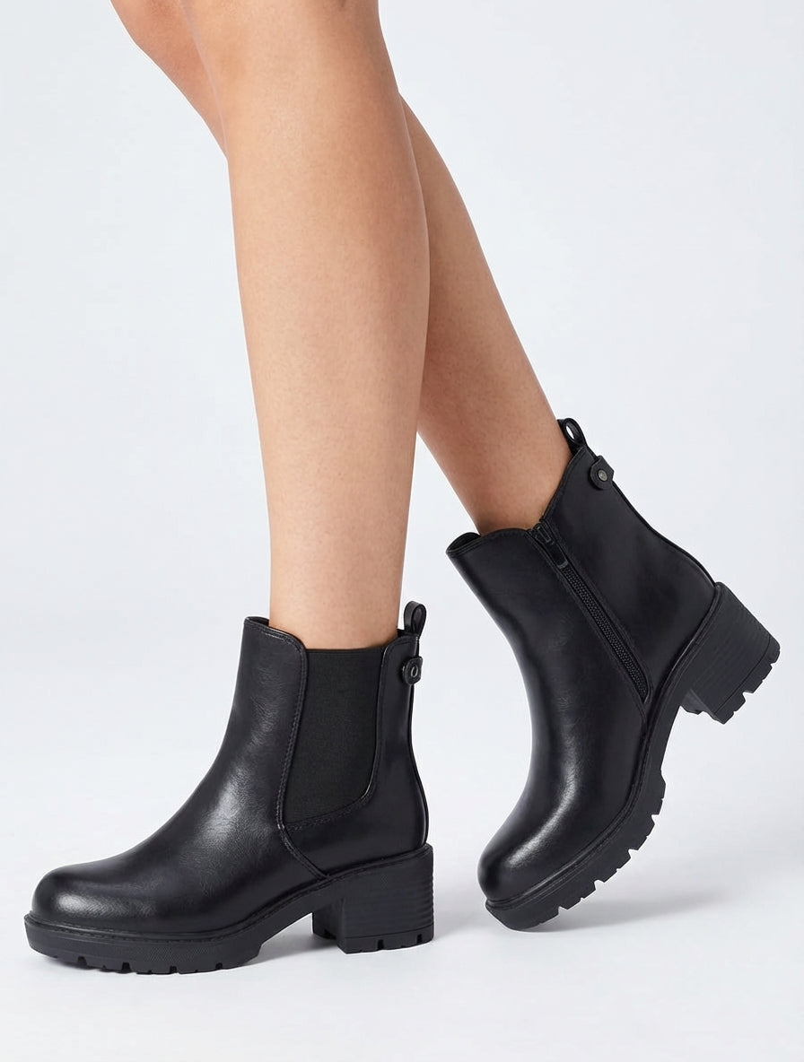 Botines elásticos de imitación - Negro