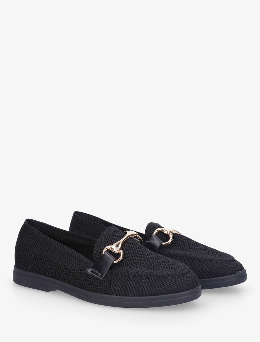 Mocassins en mesh à boucle décorative - Noir - 4