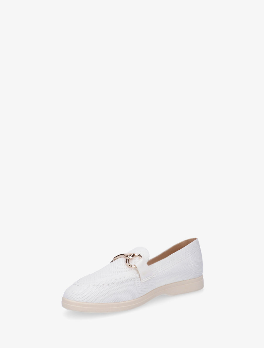Mocassins en mesh à boucle décorative - Blanc - 3