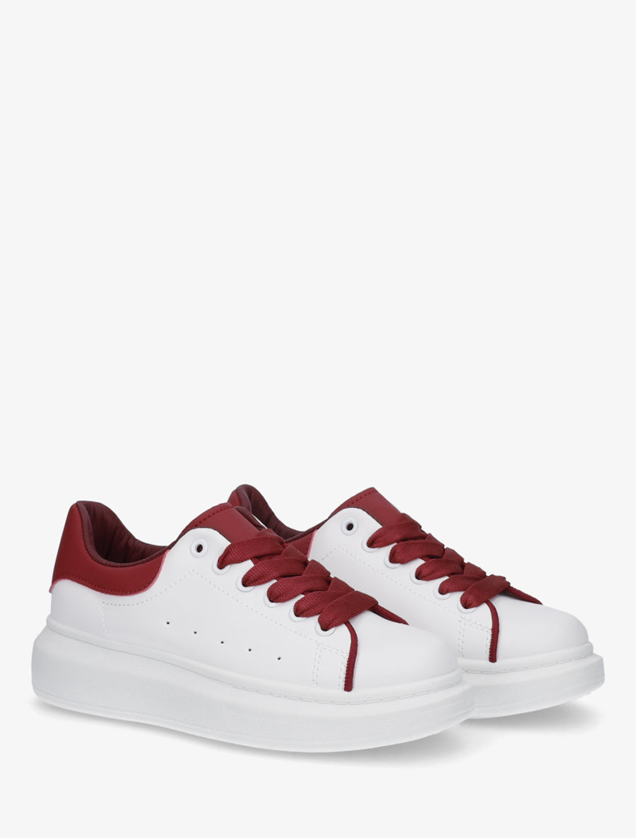 Sneakers en simili bicolore - Bordeaux - 4