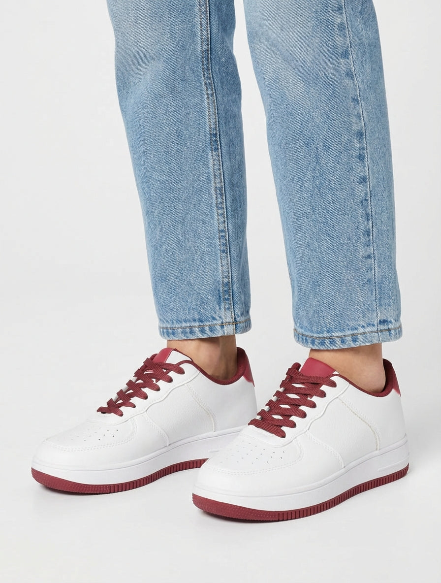 Zapatillas con contrafuerte contrastante - Rojo