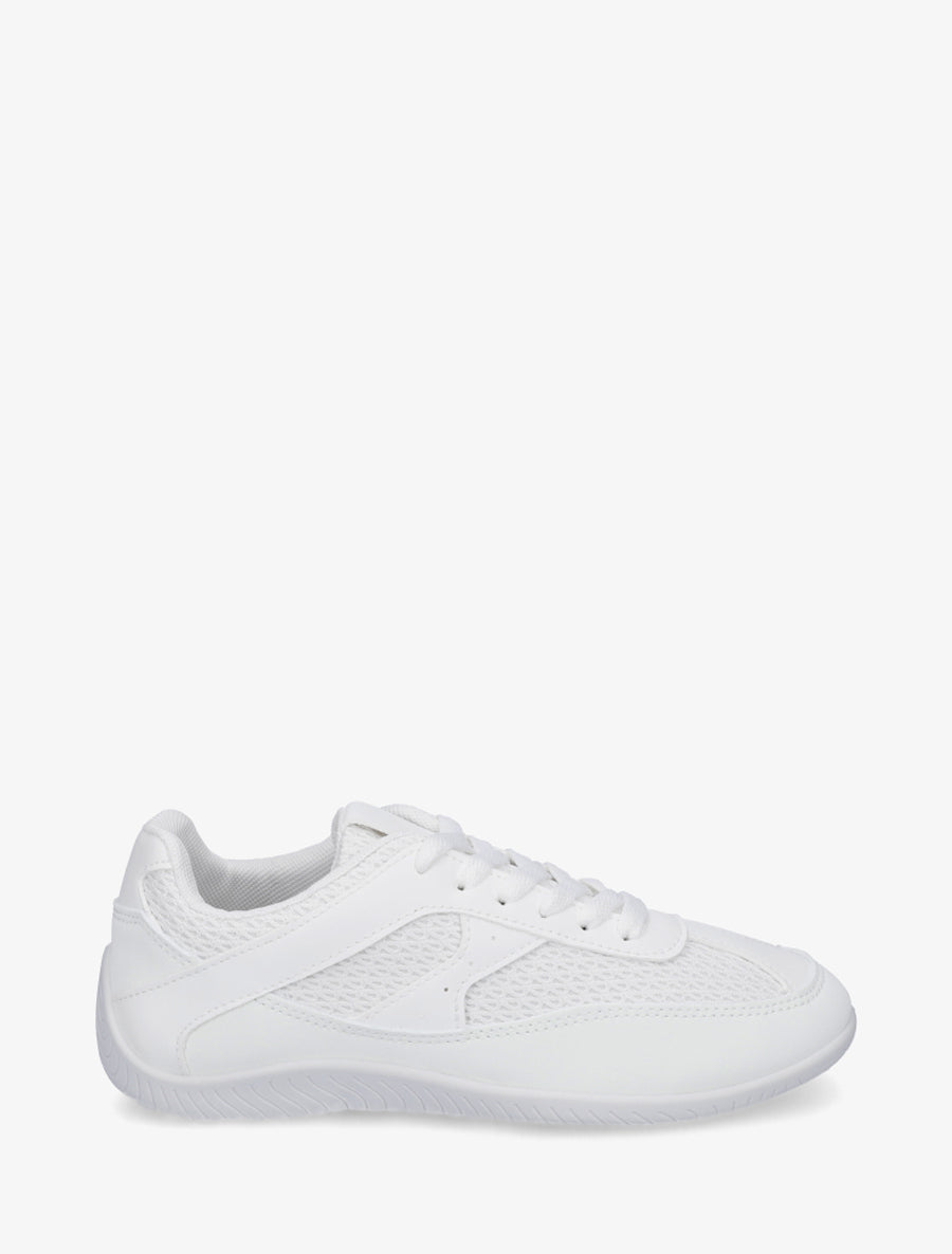 Sneakers en simili et toile - Blanc - 1