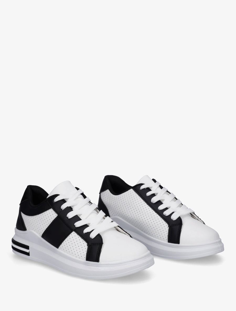 Sneakers perforées en simili - Noir - 4