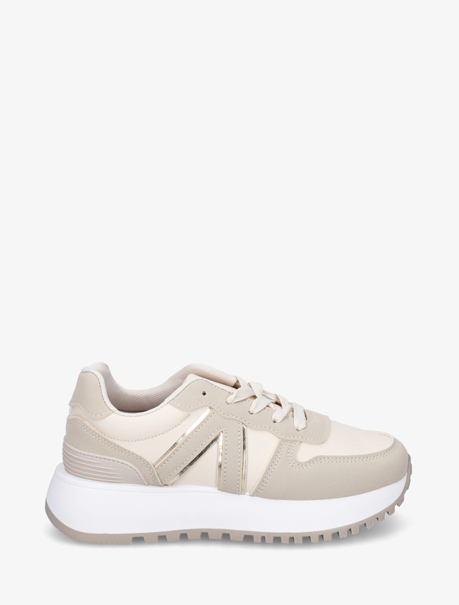 Baskets à empiècement graphique - Beige - 1
