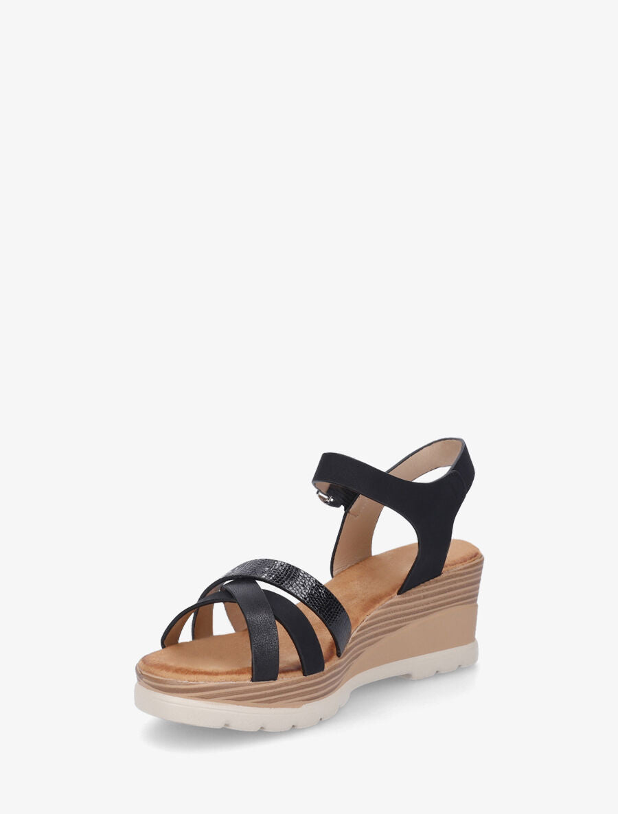 Sandales compensées brides croisées - Noir - 3