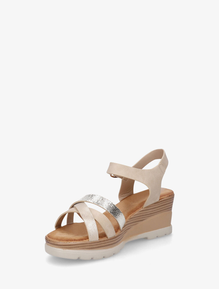 Sandales compensées brides croisées - Beige - 3