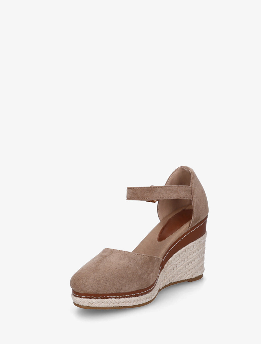 Espadrilles compensées en suédine - Taupe - 3