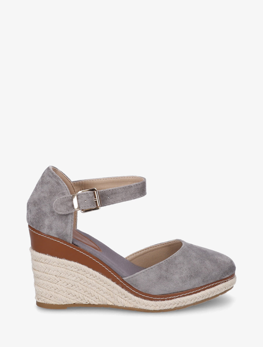 Espadrilles compensées en suédine - Gris - 1