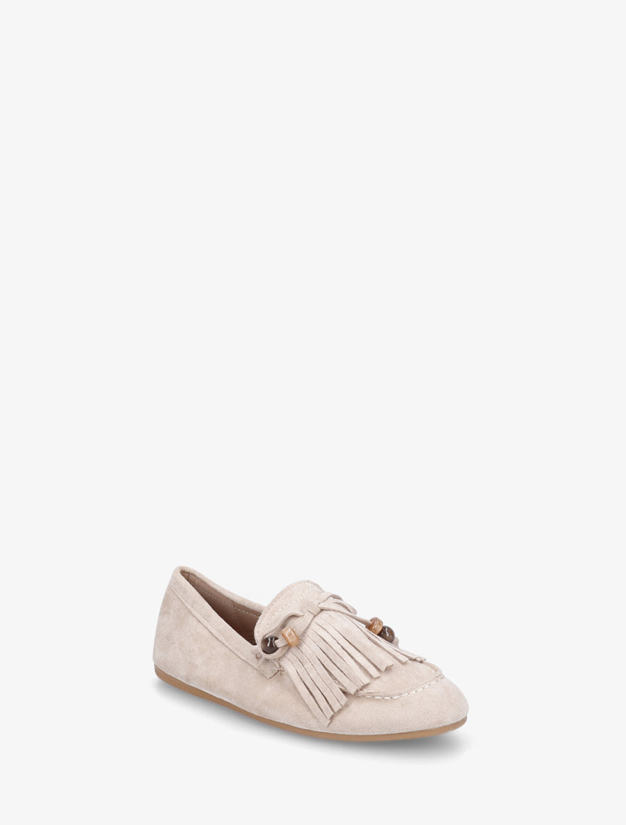Mocassins frangés en suédine - Beige - 2