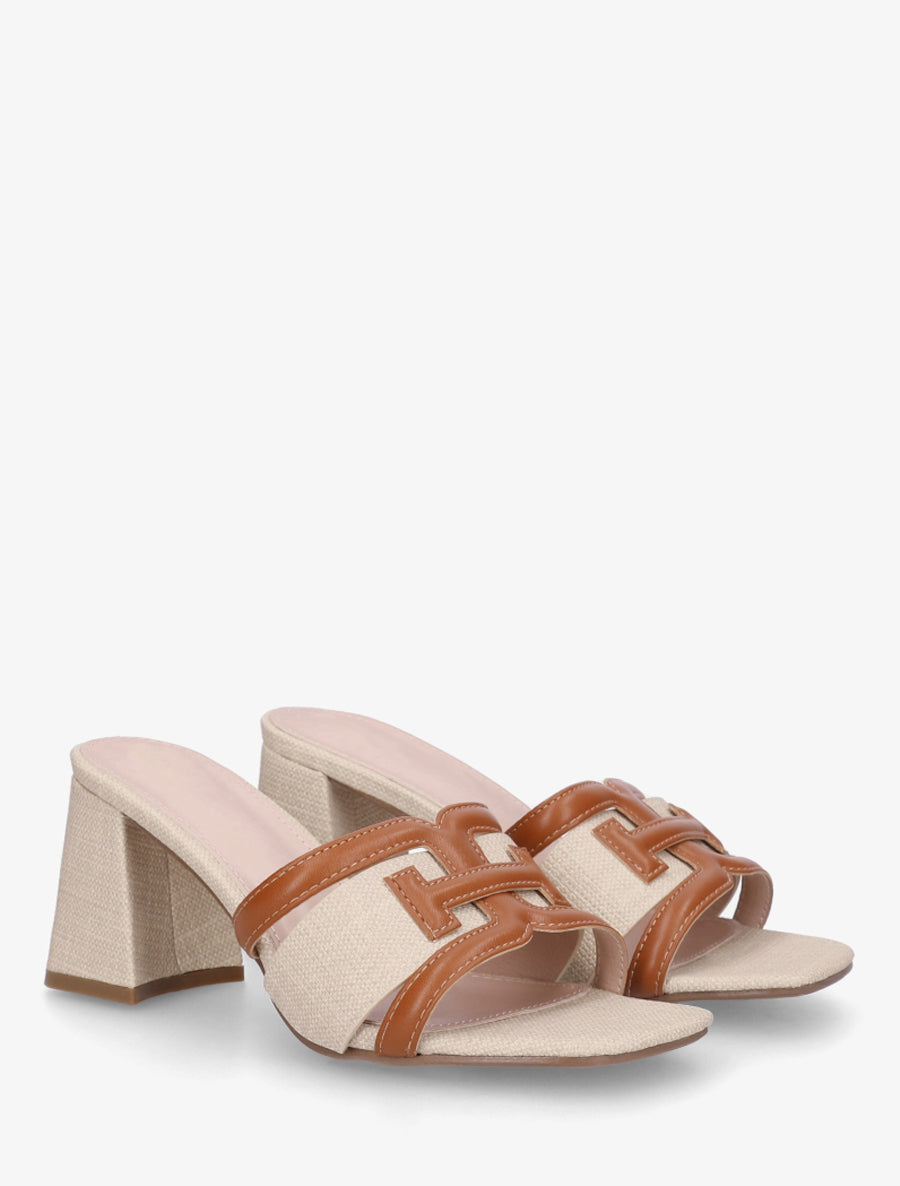 Mules en simili à bride fantaisie - Camel - 4