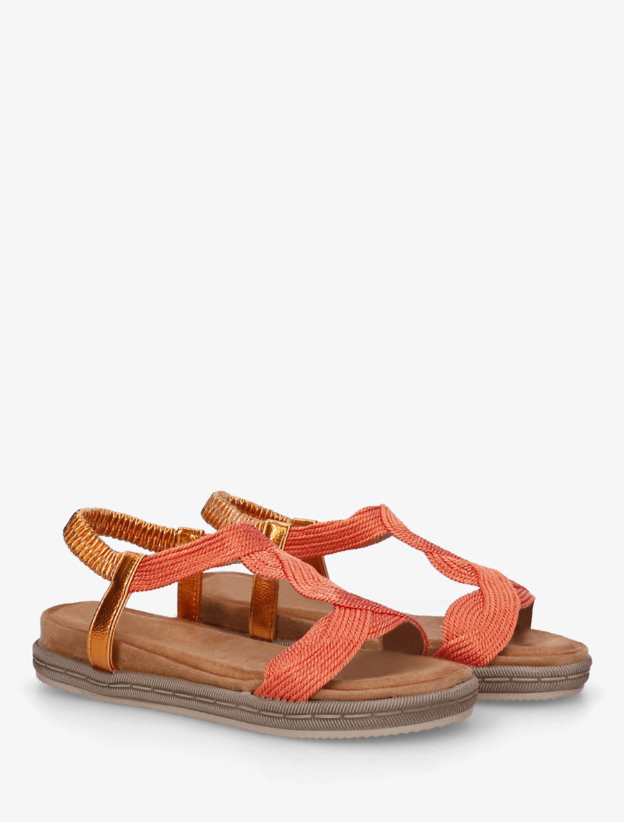 Sandales plates à cheville élastiquée - Orange - 4