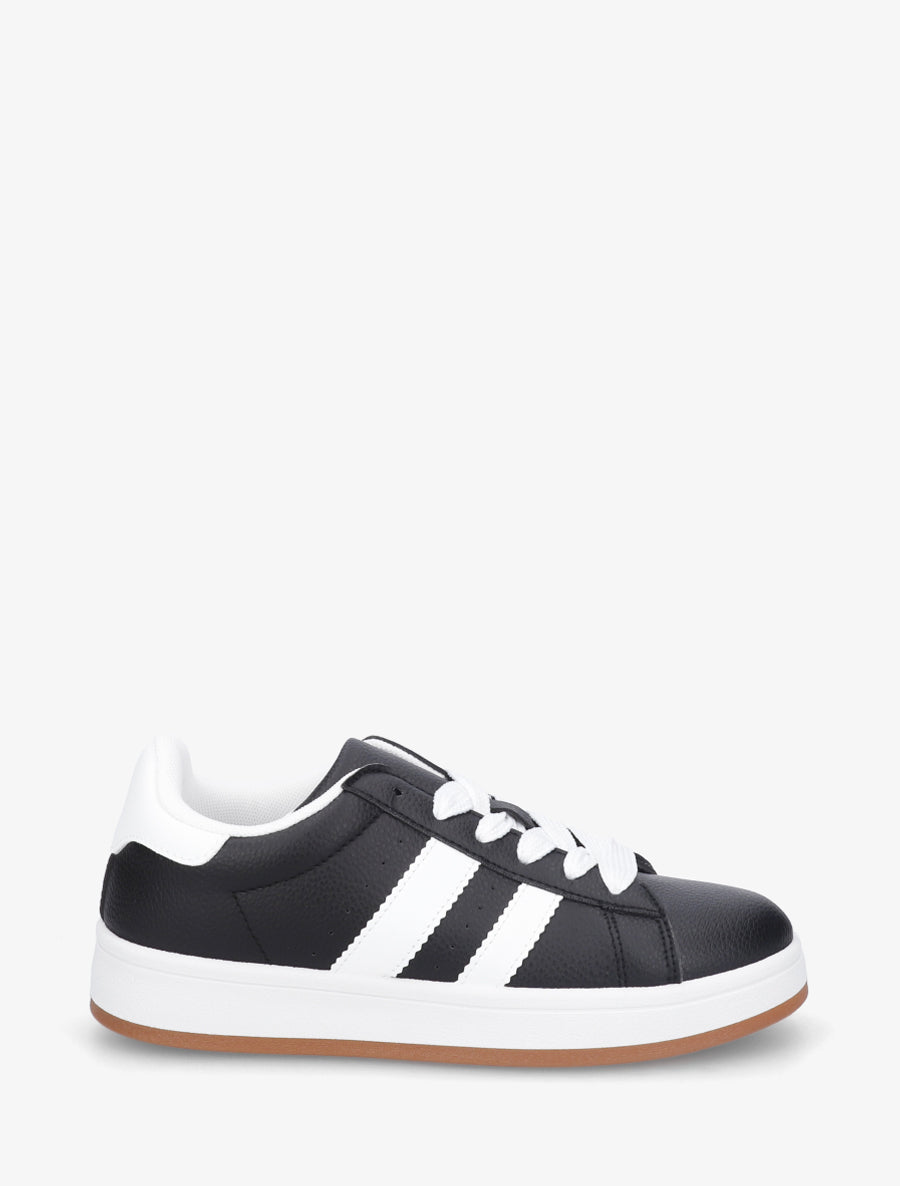 Sneakers plates à bandes contrastantes - Noir - 1