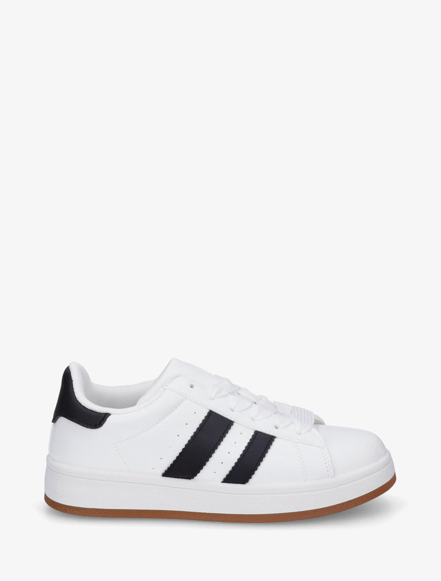 Sneakers plates à bandes contrastantes - Blanc - 1