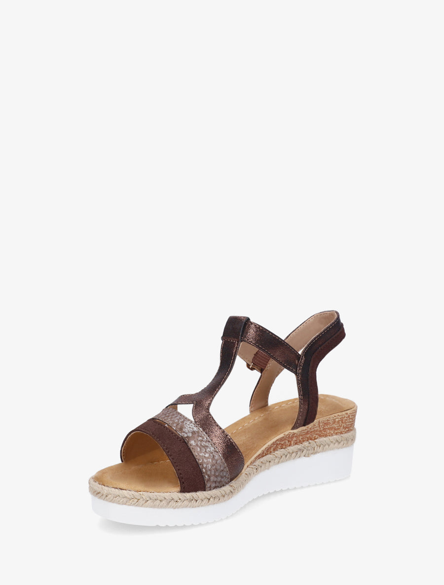 Sandales nacrées à bride en T fantaisie - Marron - 3