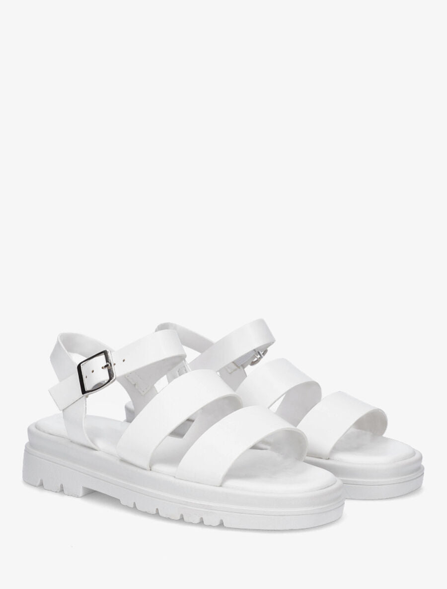 Sandales plates double brides en simili - Blanc - 4