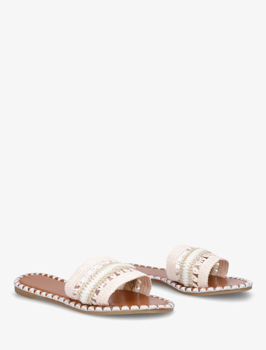 Claquette à semelle stylisée - Beige - 4