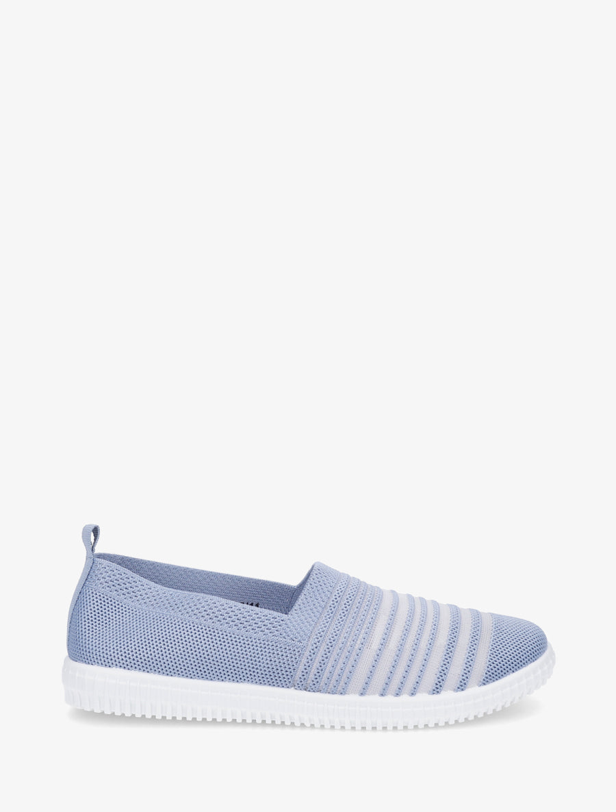 Slip-on en maille ajourée rayée - Bleu clair - 1