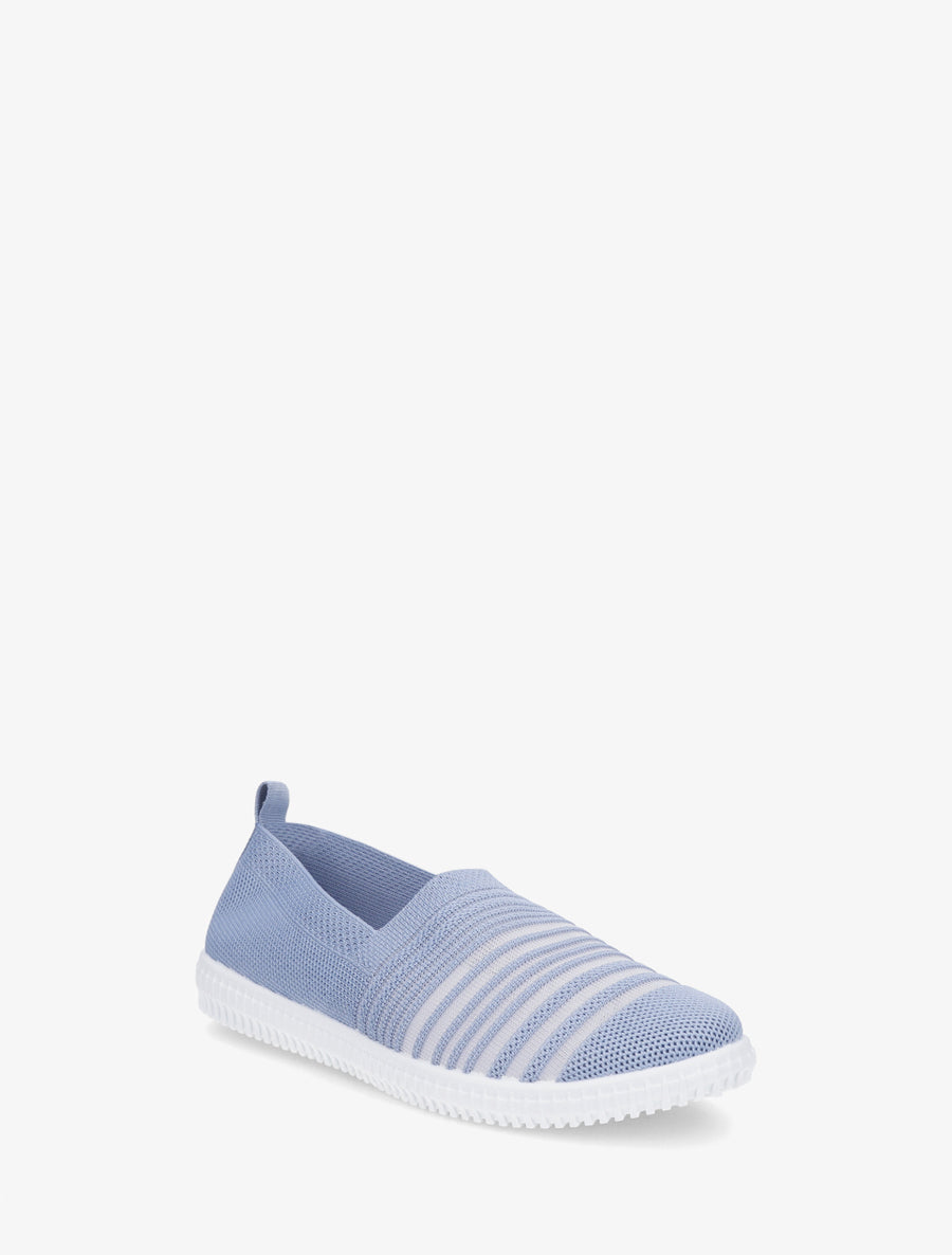 Slip-on en maille ajourée rayée - Bleu clair - 2
