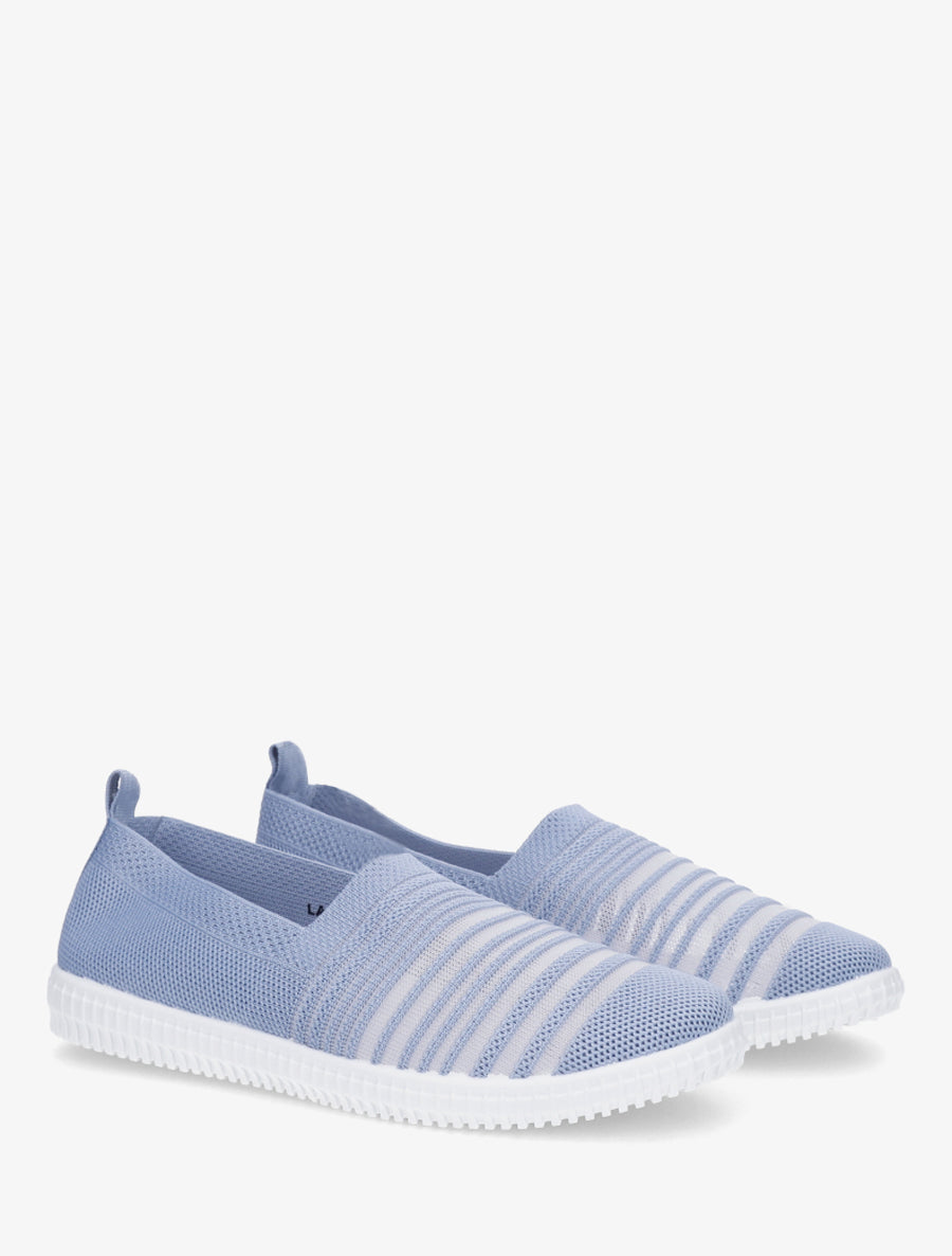 Slip-on en maille ajourée rayée - Bleu clair - 4