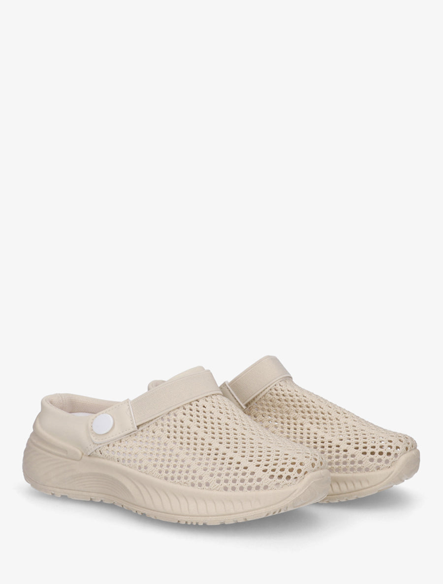 Sabots en toile à bride élastiquée - Beige - 4