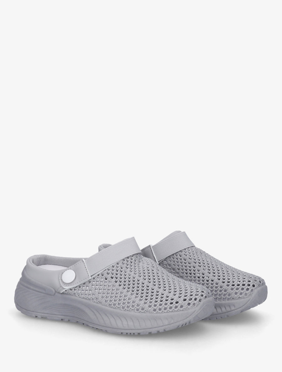 Sabots en toile à bride élastiquée - Gris clair - 4