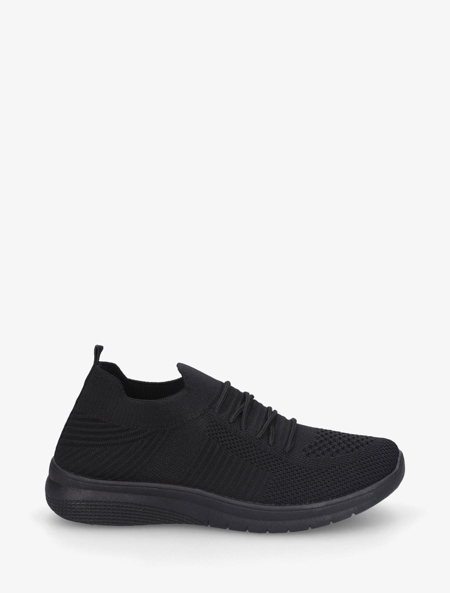 Baskets unies en maille - Noir - 1