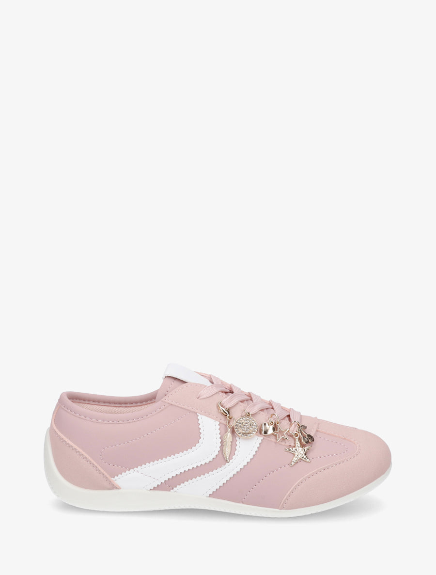 Sneakers à empiècement bijoux dépareillés - Rose - 1