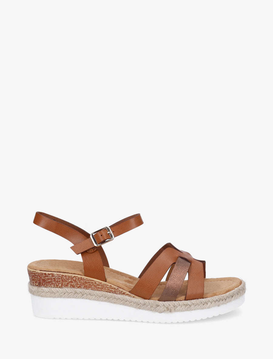 Sandales à semelle compensée ornée d&