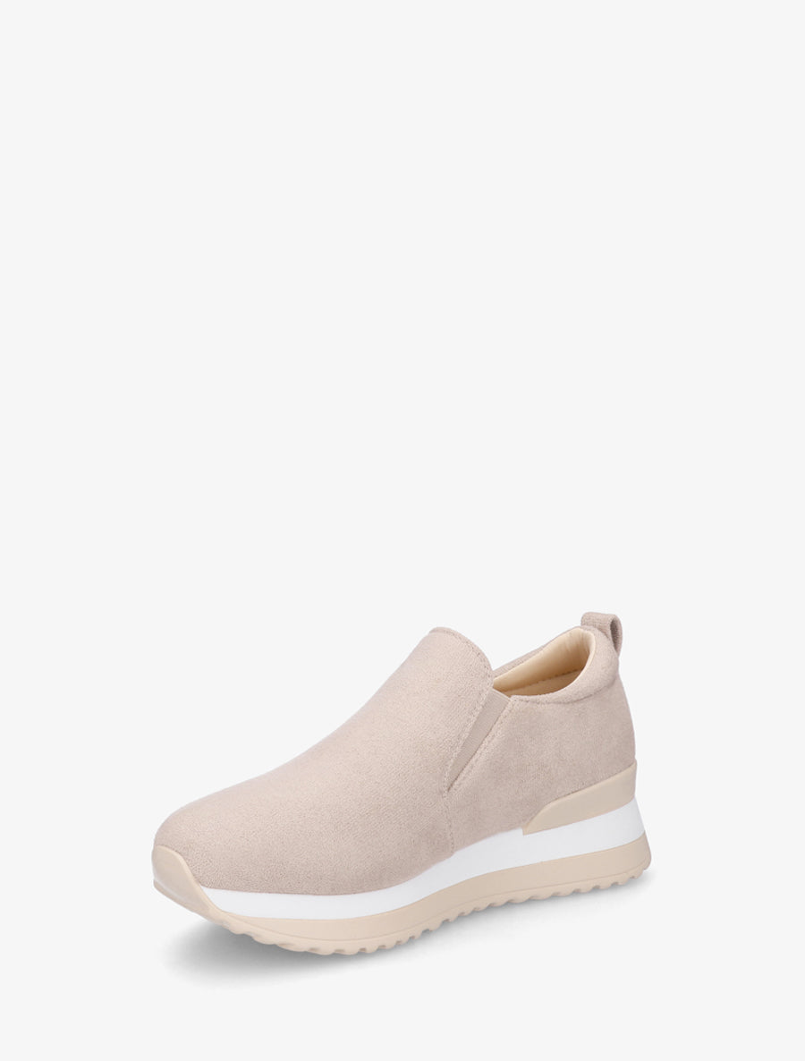 Baskets compensées en suédine - Beige - 3