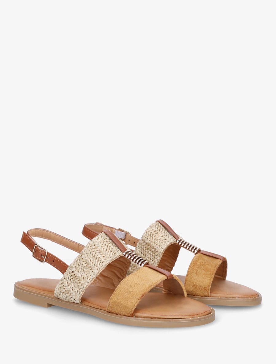 Nu-pieds à bijou métallique - Camel - 4