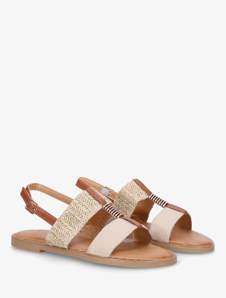 Nu-pieds à bijou métallique - Beige - 4
