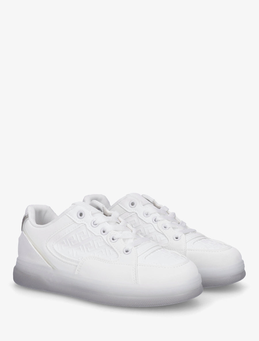 Sneakers plates à imprimé vagues grec - Blanc - 4