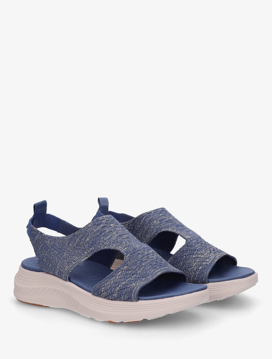 Sandales élastiquées en tissu irisé - Bleu foncé - 4