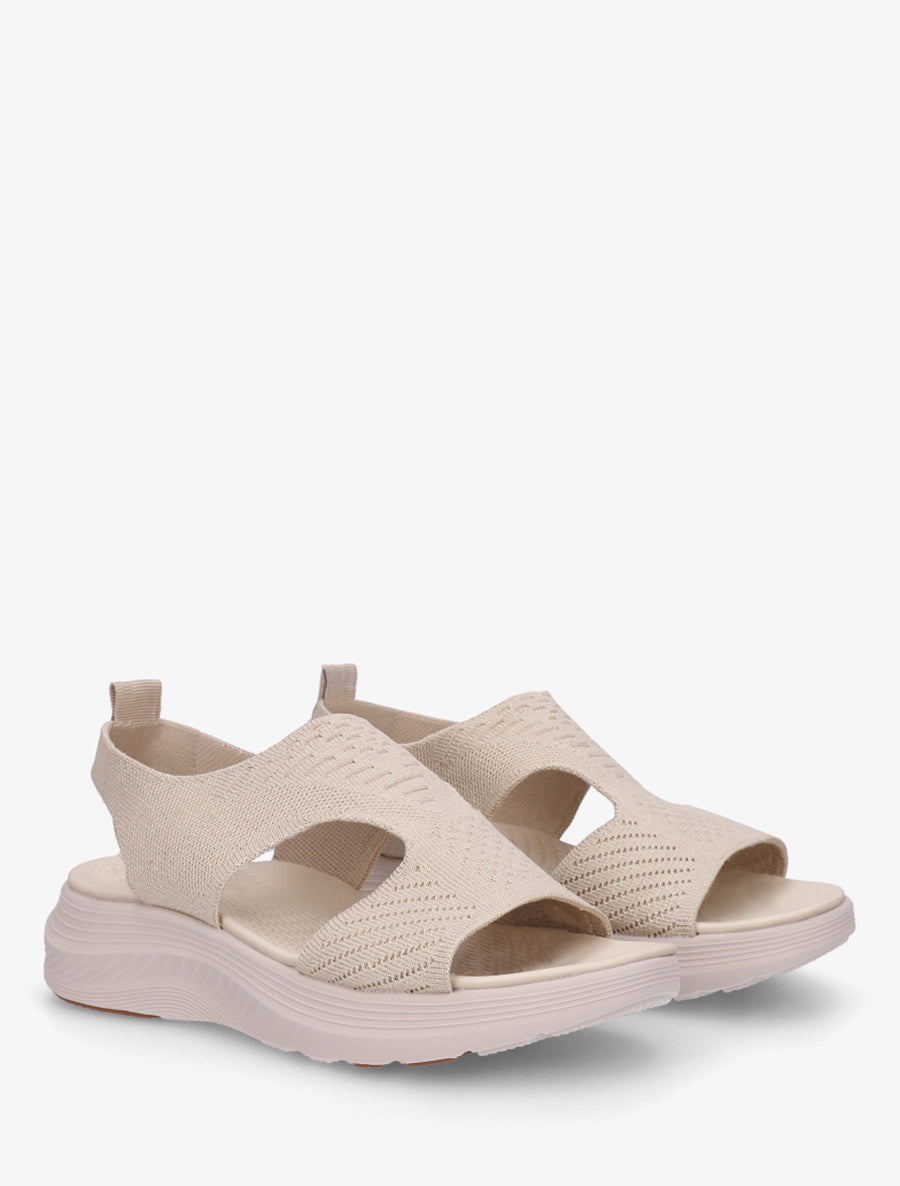 Sandales élastiquées en tissu irisé - Beige - 4