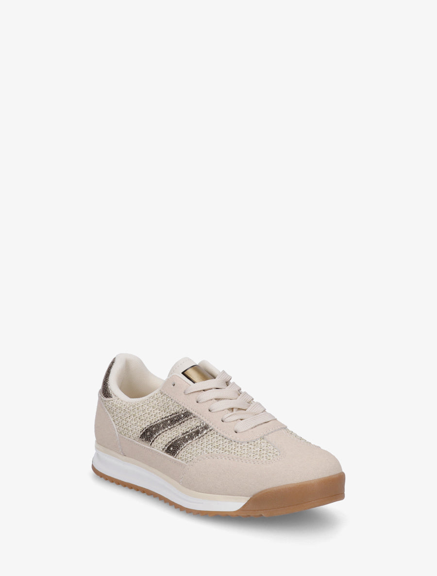 Sneakers plates à bandes effet nubuck et contrefort contrastantes - Beige - 2