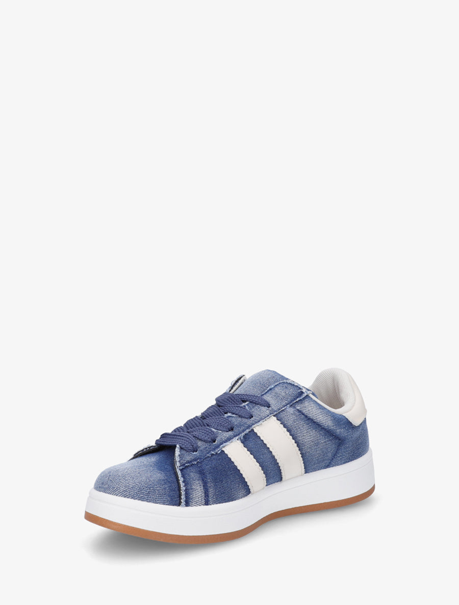 Baskets en jean à bandes contrastantes - Bleu denim - 3