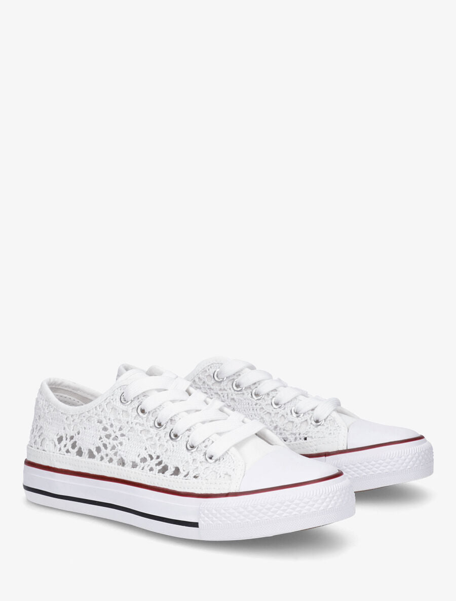 Tennis basses en dentelle - Blanc - 4