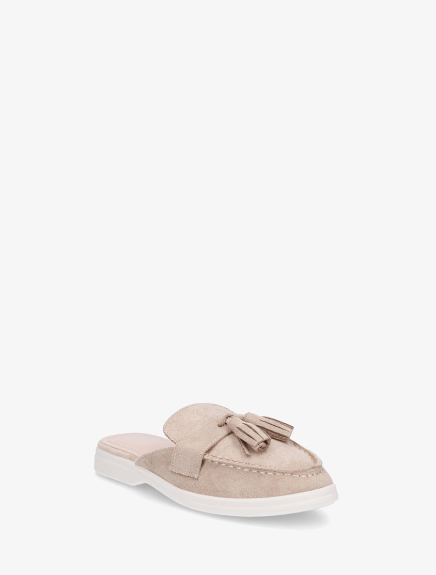 Mules style mocassin à pampilles - Taupe - 2