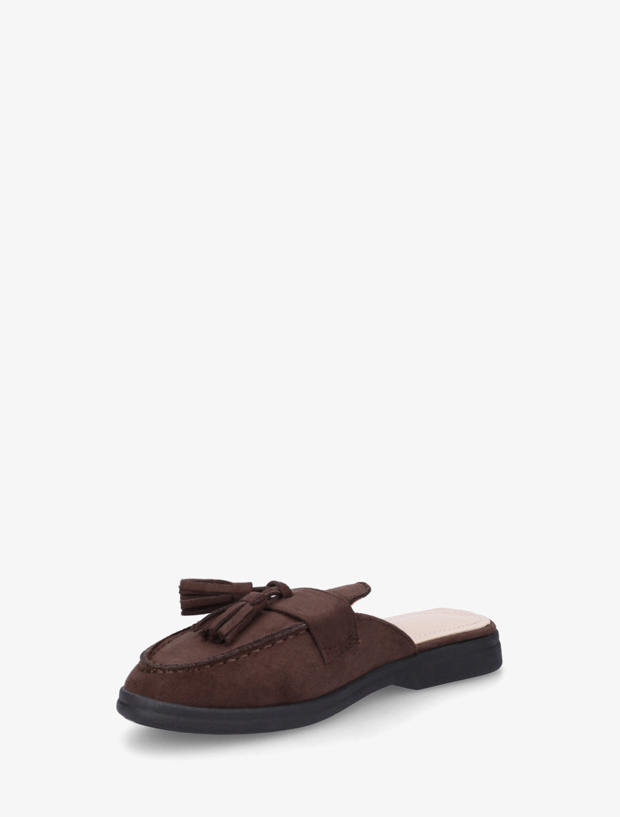 Mules style mocassin à pampilles - Marron - 3