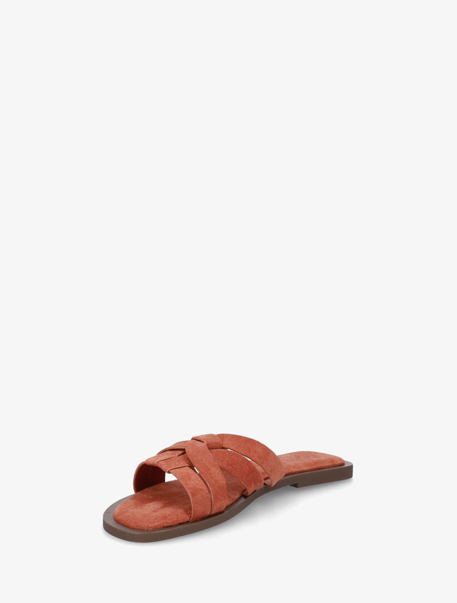 Mules plates entrelacées en suédine - Orange - 3