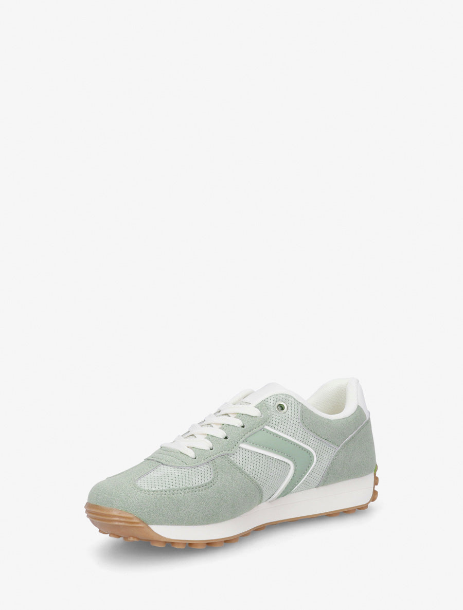 Zapatillas clásicas de ante y tela - Verde almendra