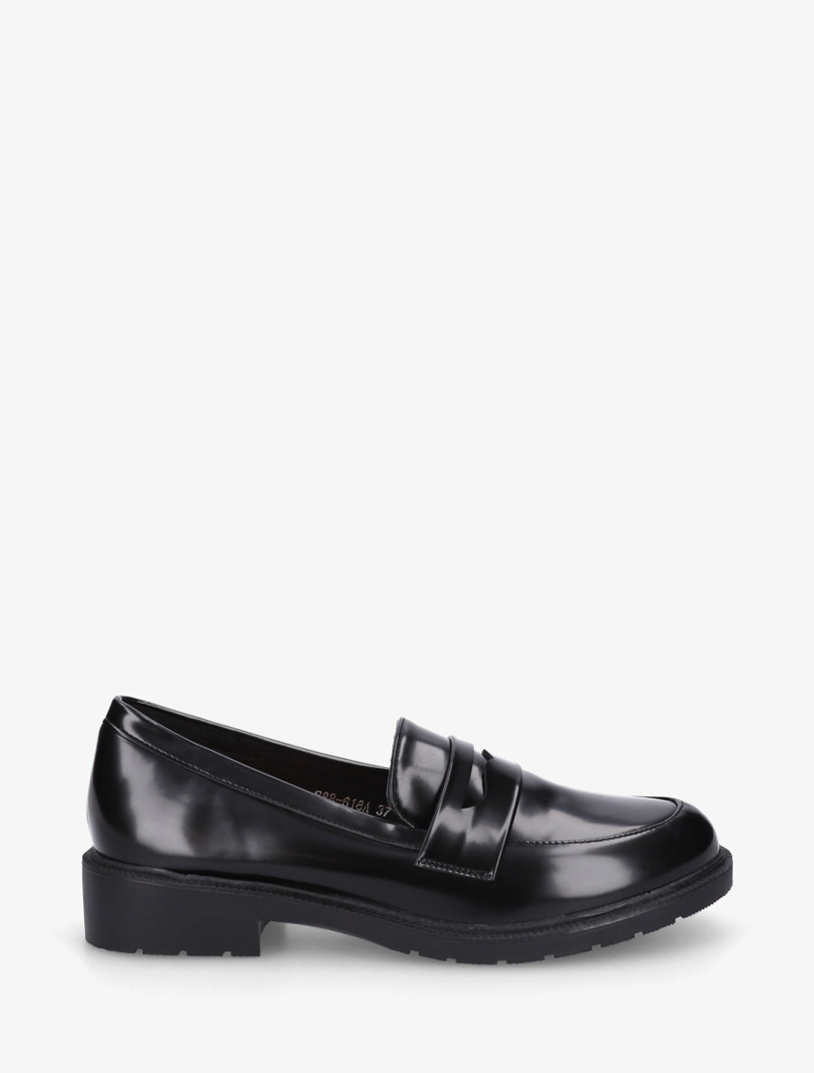 Mocassins unis en simili - Noir - 1