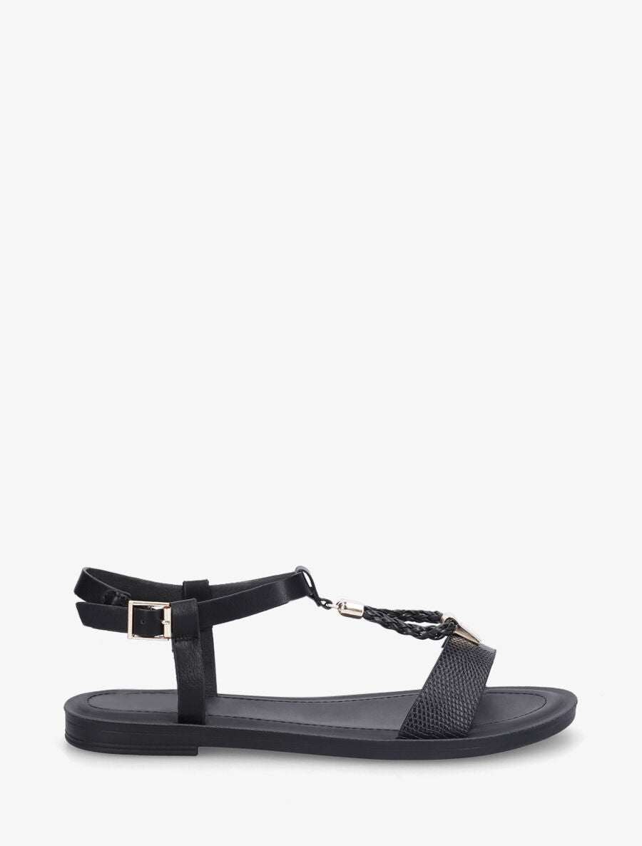 Nu-pieds python bride en T - Noir - 5